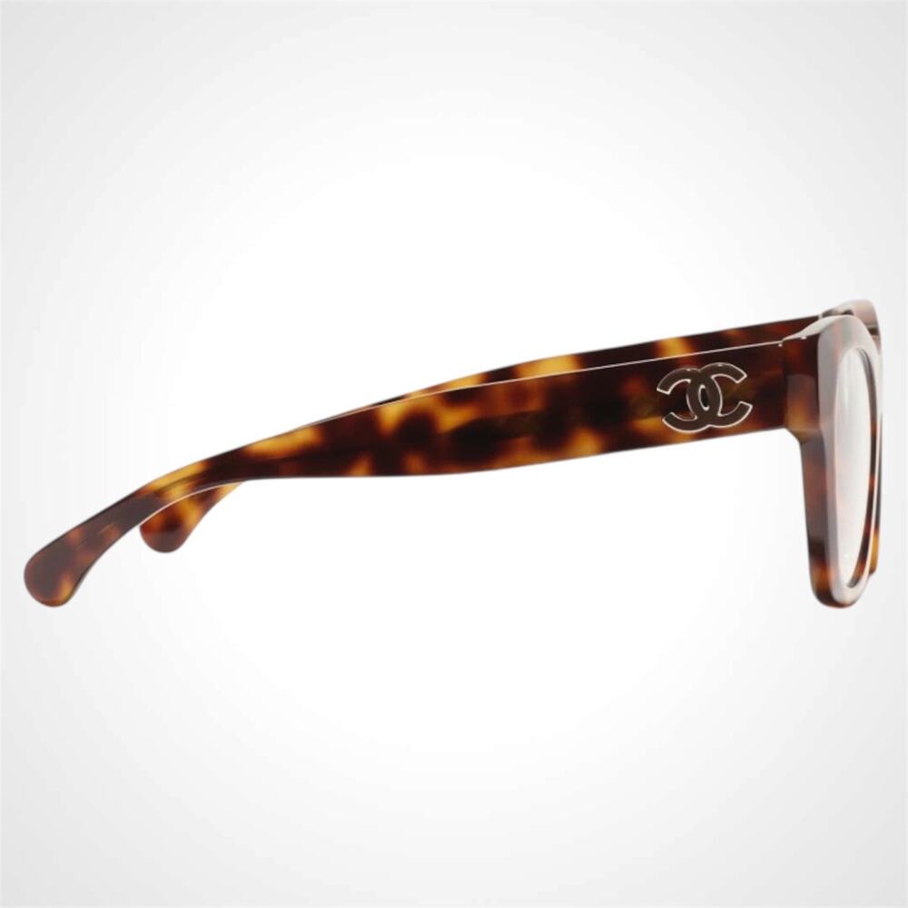 New CHANEL Eyeglasses Havana Gold Butterfly Square Acetate Womens - Picture 3 of 6